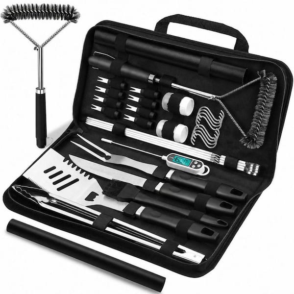 Stainless Steel BBQ Grill Accessories 31 Piece Set Heavy Duty Grilling Tools with Grill Brush and Carry Bag