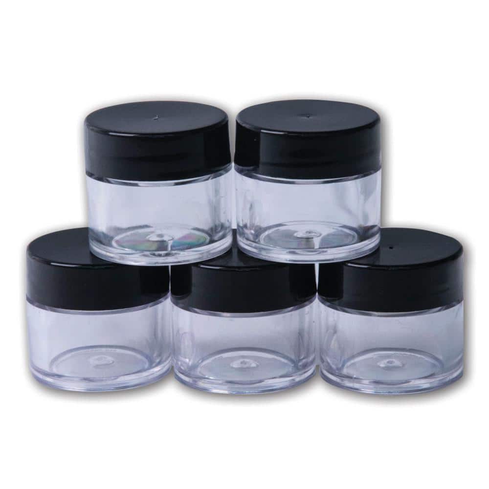 Set of 3 Plastic 6 Oz. Clear Jars With Colorful Plastic Lid
