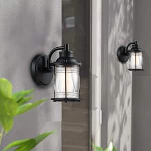 8.31 in. H 1-Light Matte Black Hardwired Outdoor Wall Lantern Sconce