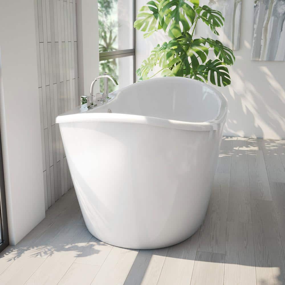60" White Acrylic Freestanding Soaking Bathtub