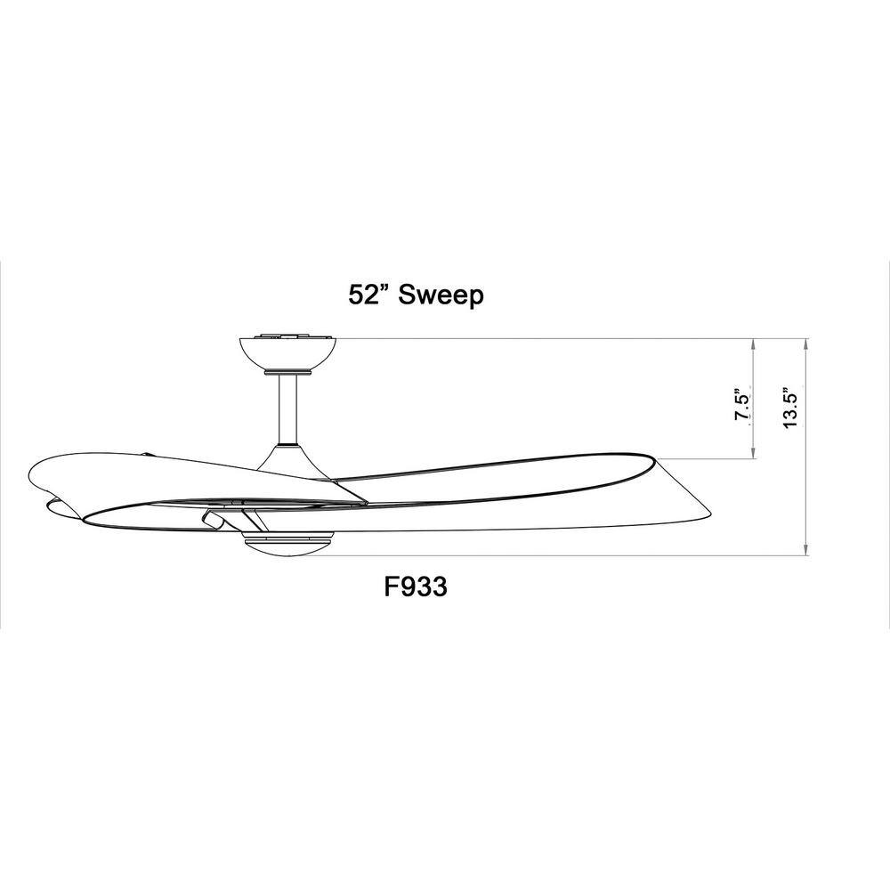 52" Black ABS Blade Ceiling Fan with Remote Control