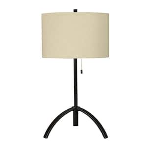 27 in. Black Indoor Table Lamp with Decorator Shade