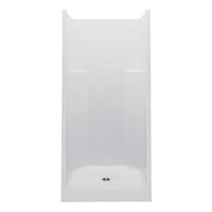 Everyday Smooth Tile 36 in. x 36 in. x 76 in. 1-Piece Shower Stall with Center Drain in White