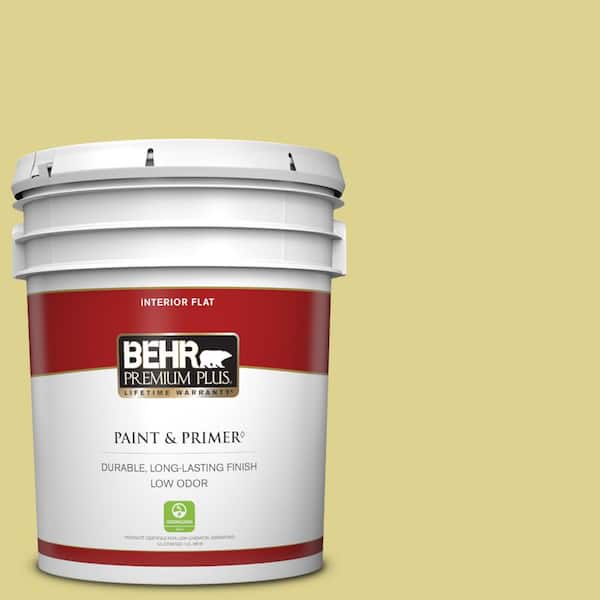 BEHR PREMIUM PLUS 5 gal. #T17-16 Thats My Lime Flat Low Odor Interior Paint & Primer