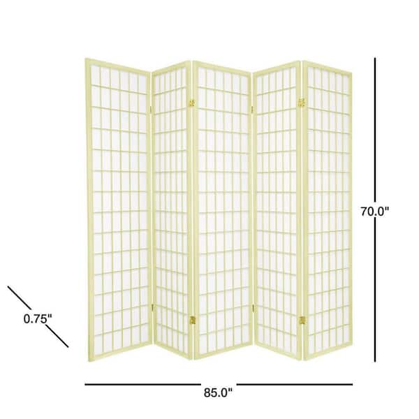 6 ft. Ivory Window Pane 5-Panel Room Divider