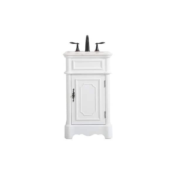 Unbranded Simply Living 19 in. W x 19 in. D x 33 in. H Bath Vanity in Antique White with White Marble Top