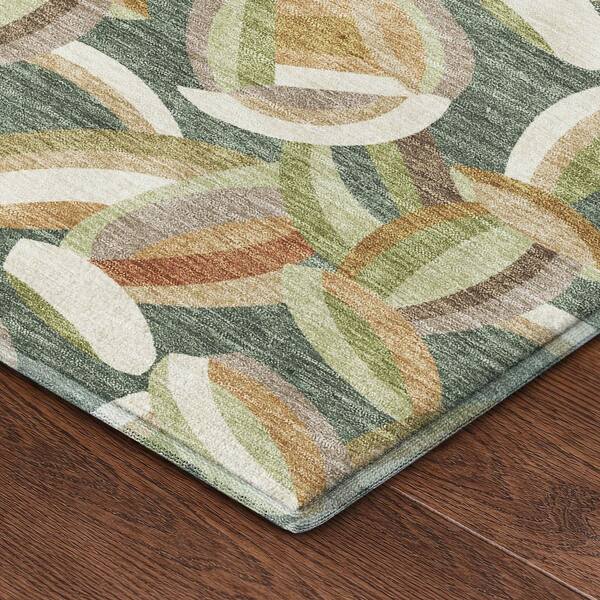 Mayfield Premium Machine Washable Abstract AMF2454 Basil 2 ft. x 7 ft. Runner Rug