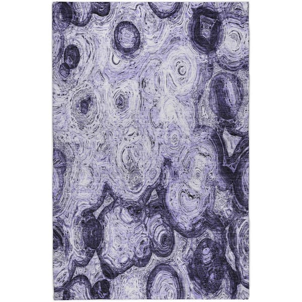Dream Shag Premium Machine Washable Abstract ADS579 Purple 9 ft. x 12 ft. Area Rug
