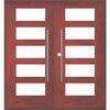 Krosswood Doors Faux Pivot 72 in. x 80 in. Right-Active/Inswing 5 Lite Clear Glass Redwood Stain Double Fiberglass Prehung Front Door PHED.FM.451PV.60.68.134.RA.RW