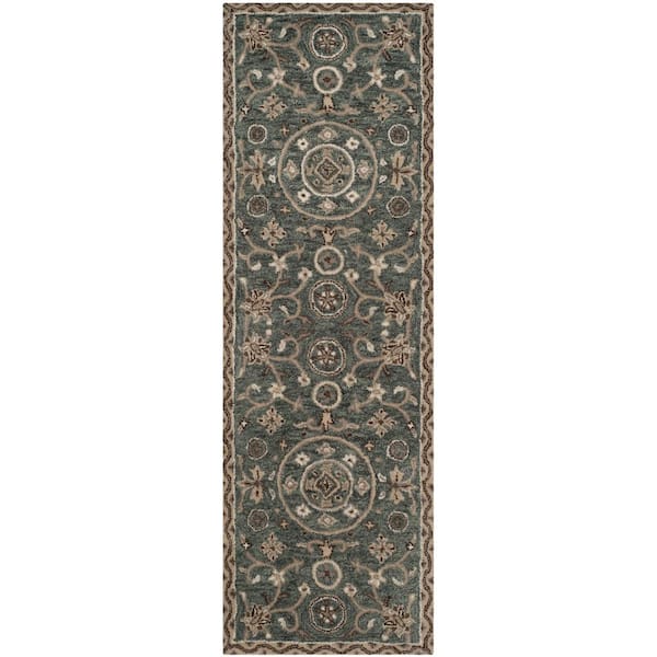 SAFAVIEH Bella Gray/Taupe 2 ft. x 7 ft. Border Runner Rug