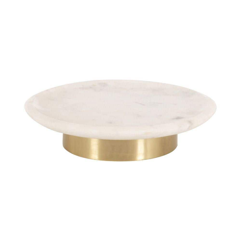 Kate and Laurel Sevienne Gold Round Stone Decorative Tray 229089