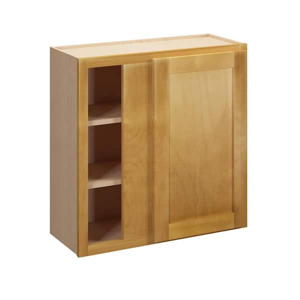 Kunal Kitchens Aberdeen Recessed 27 in. W x 36 in. H x 12 in. D in Caramel Plywood Assembled Wall Corner Blind Cabinet