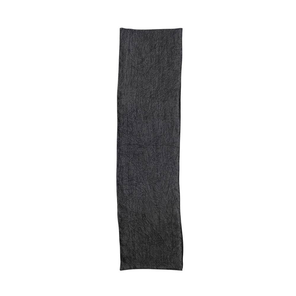 Storied Home 14 in. W x 108 in. L Charcoal Gray Solid Stonewashed Linen ...