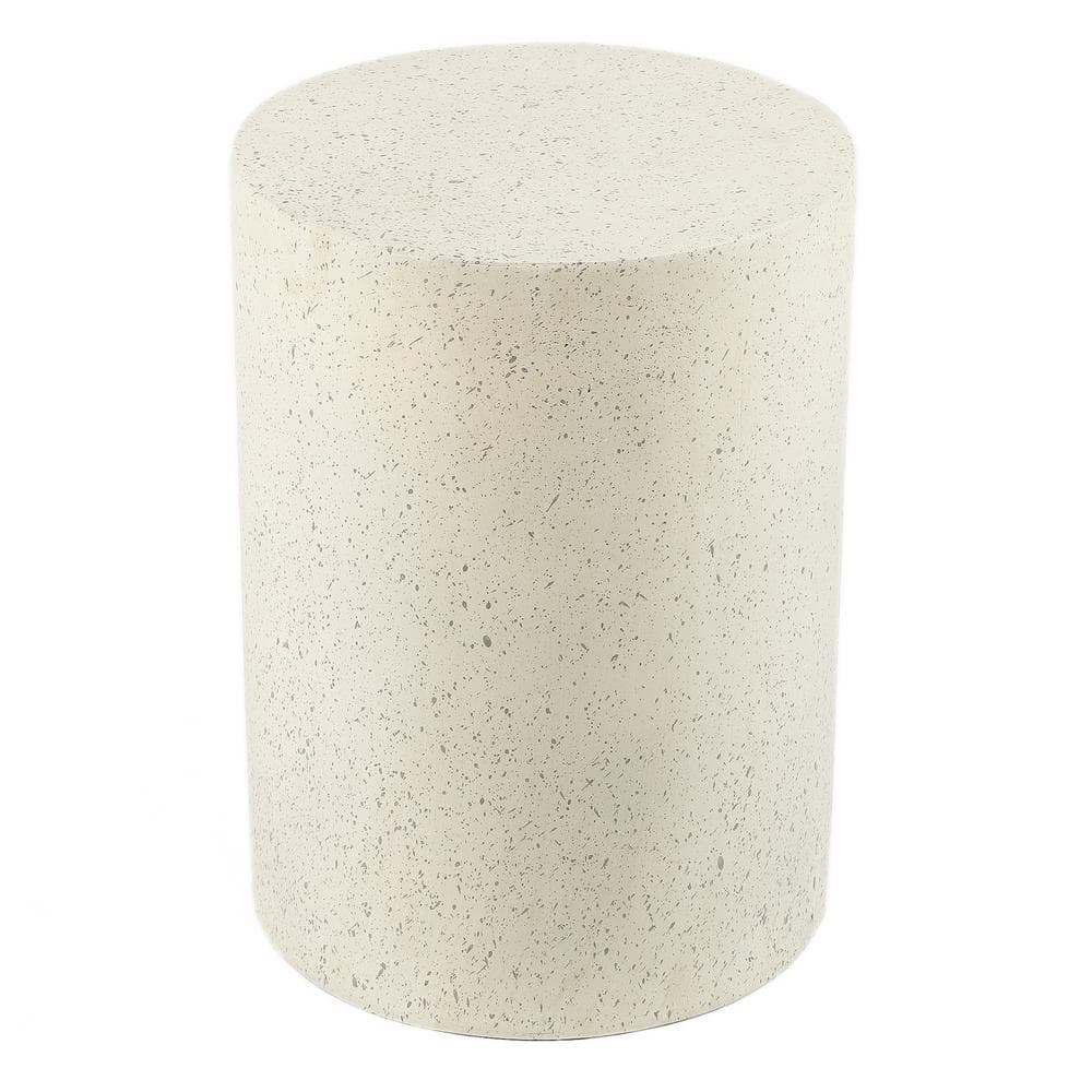 LuxenHome Off White Speckled Gray Cement Round Indoor Outdoor Side and ...