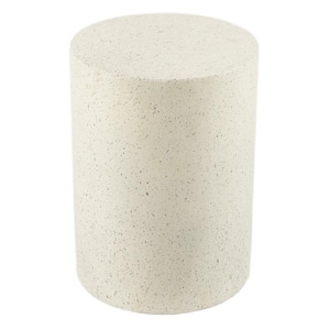 White Concrete Indoor Outdoor Round Side and End Table