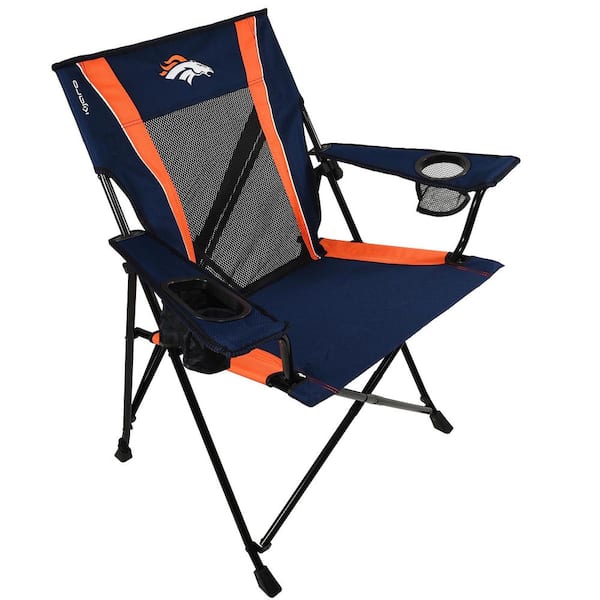 ITOPFOX Premium Pro Football Denver Broncos Navy Blue and Orange Polyester Camping Chair with Cup Holder