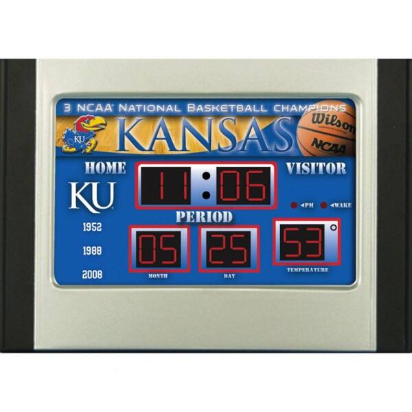 Team Sports America University of Kansas 6.5 in. x 9 in. Scoreboard Alarm Clock with Temperature