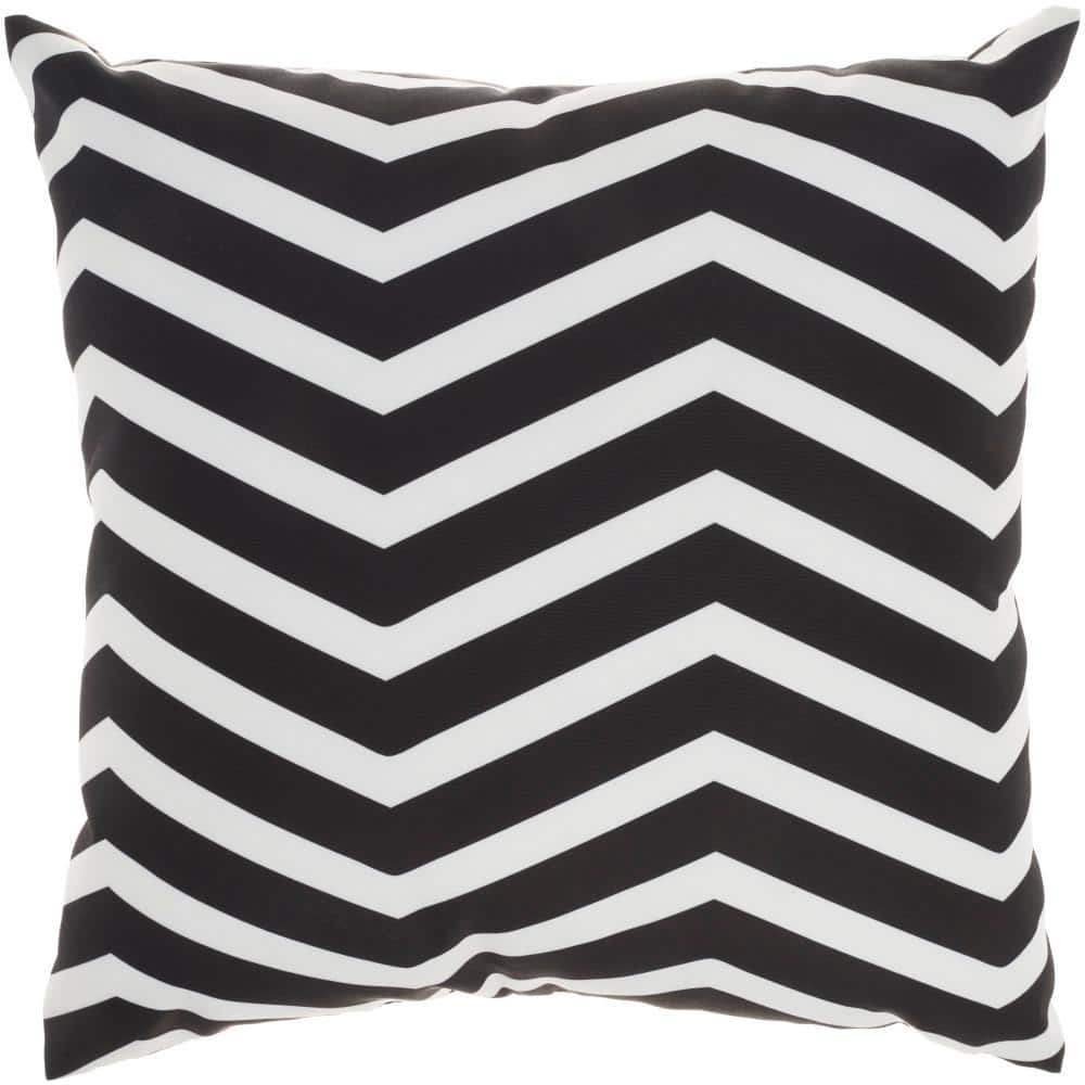 Aloha Black and White Floral 20" Square Outdoor Throw Pillow