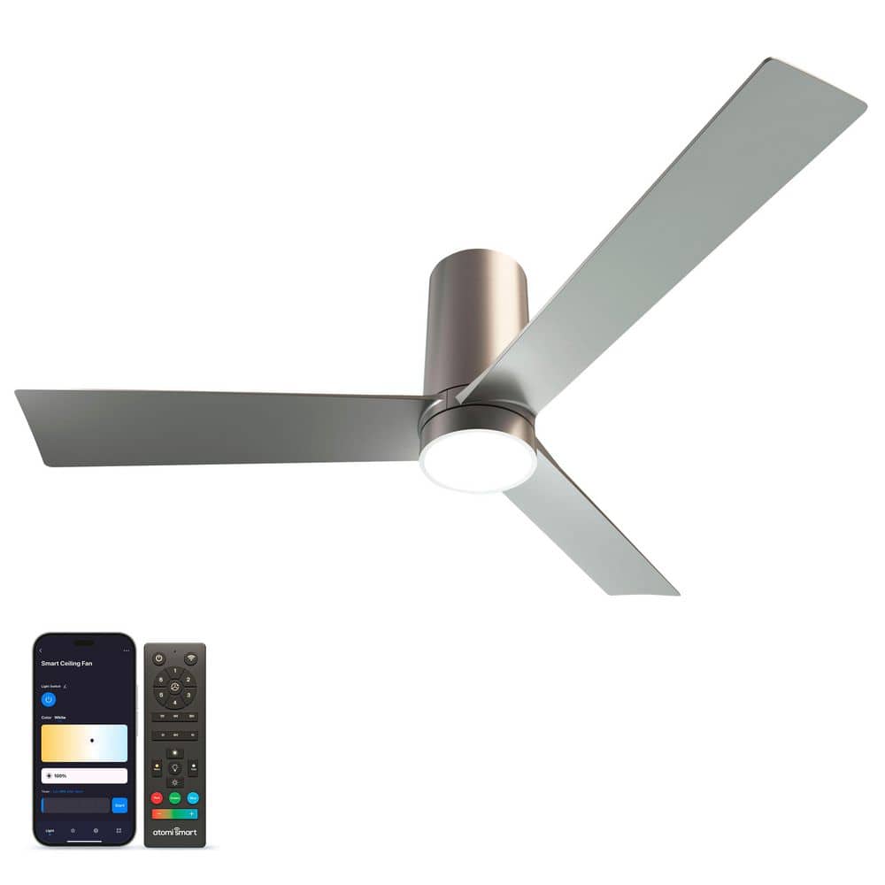 Nouvo 3 52 in. Smart Indoor Metallic Silver 3-Blade WiFi Ceiling Fan with Adjustable Color & Tunable White LED, Remote price history on PriceWatchPro