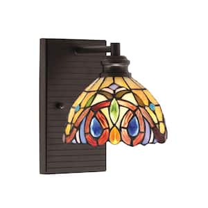 Albany 1-Light Espresso 7 in. Wall Sconce with Lynx Art Glass Shade