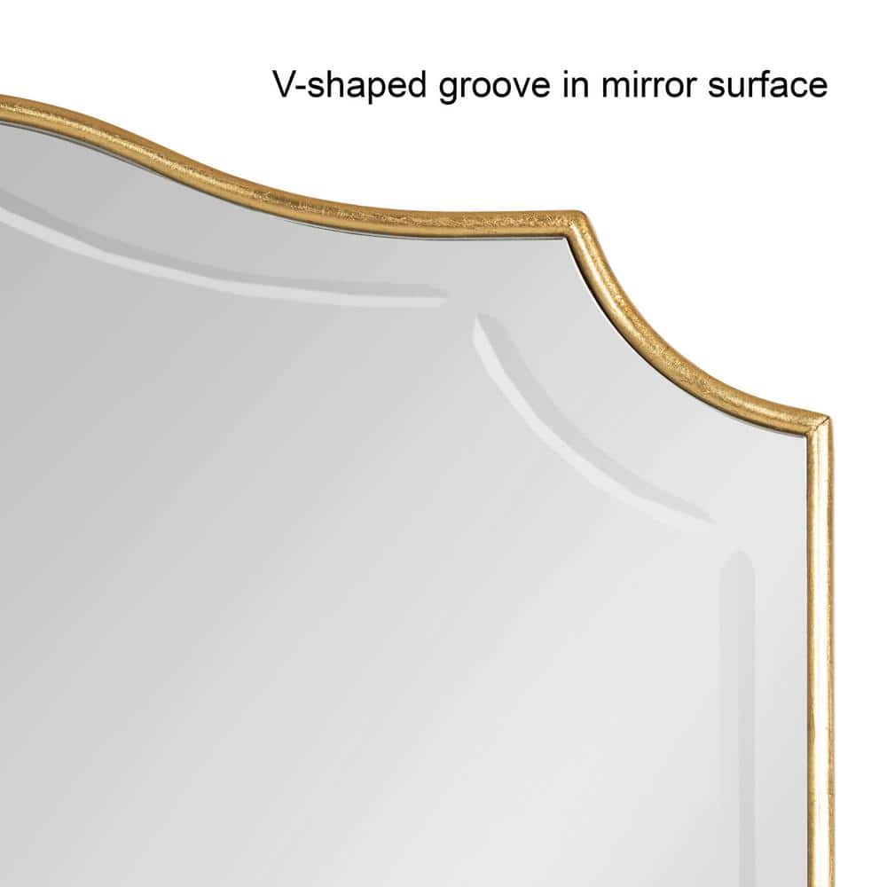 Hollyn Glam Scalloped 34" Gold Leaf Rectangular Wall Mirror