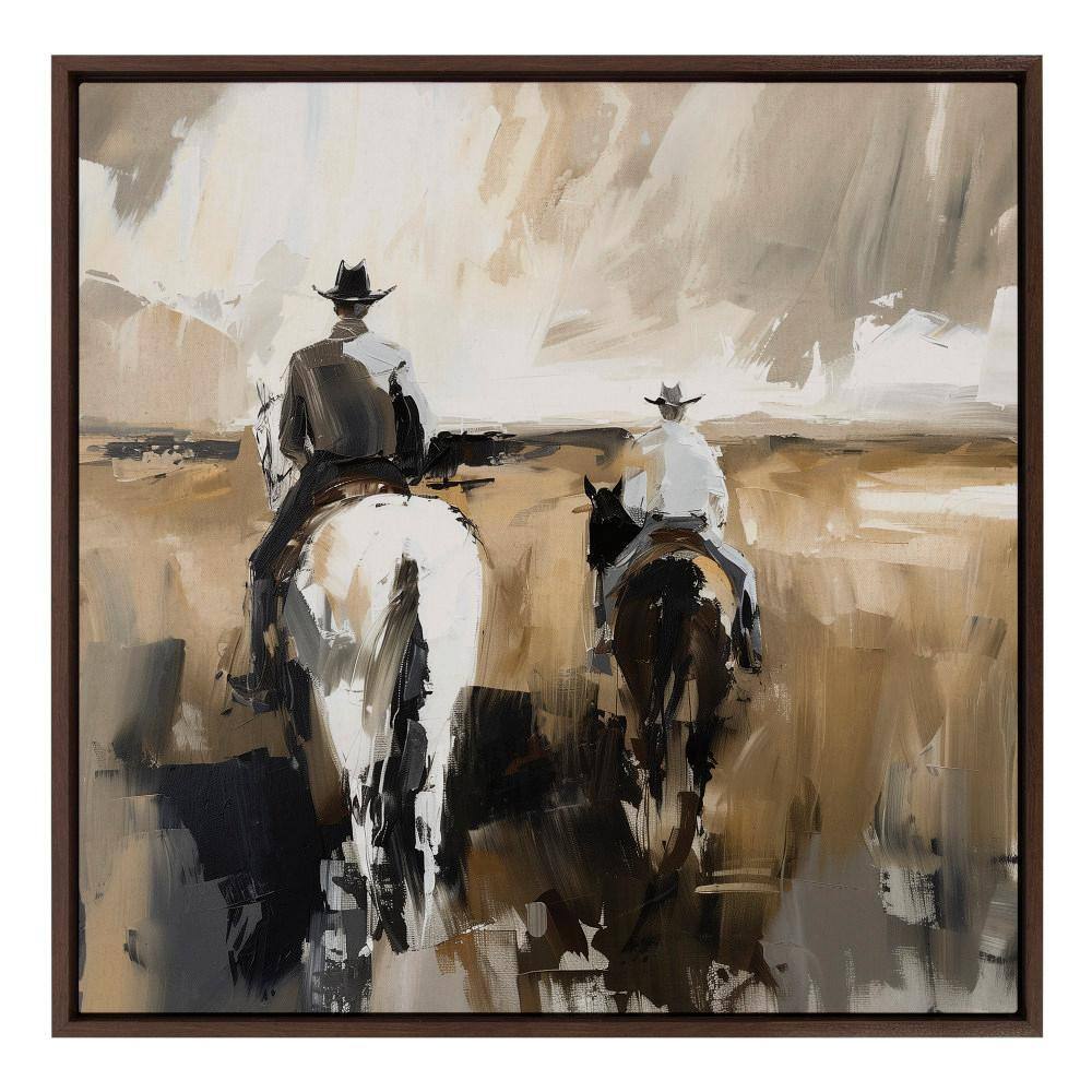 30" x 30" Brown Abstract Cowboy Canvas Wall Art