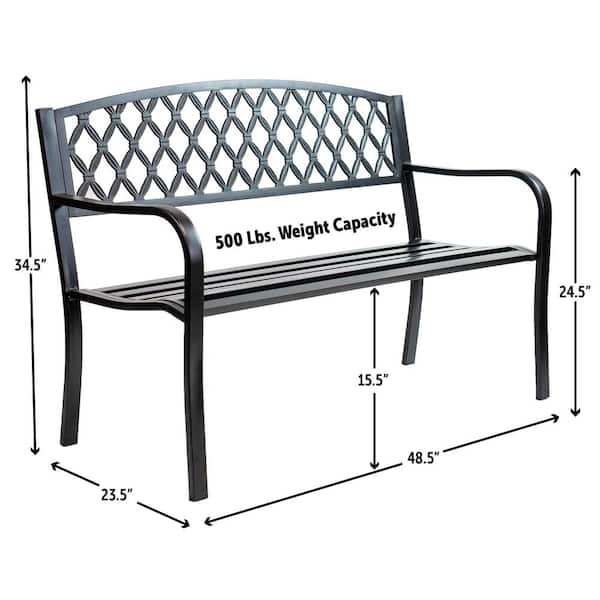 Lattice Back Black Metal Patio Premier Park Bench