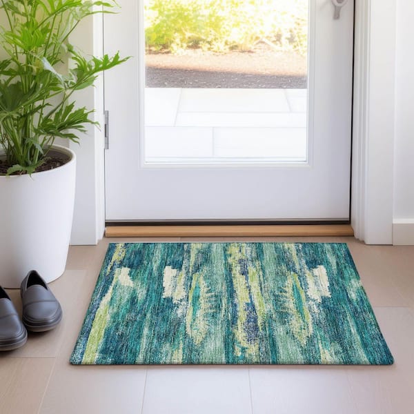 Addison Rugs Chantille Machine Washable Indoor/Outdoor Abstract ACN942 Emerald 1 ft. 8 in. x 2 ft. 6 in. Area Rug