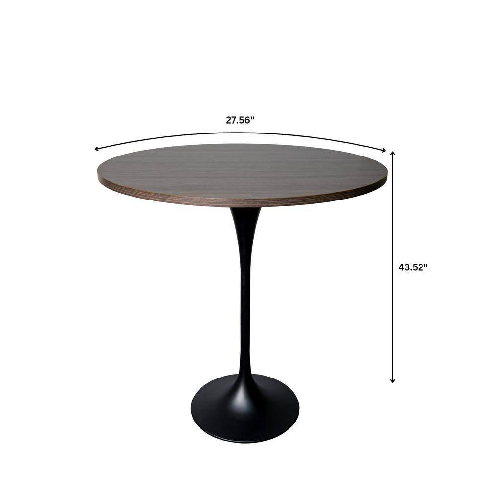 Dimension diagram for the round table: 27.56" diameter, 43.52" height.