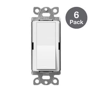 Claro On/Off Switch, 15 Amp/4 Way, White (CA-4PS-WH-6) (6-Pack)