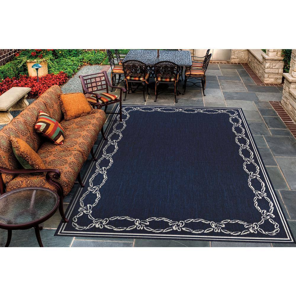 Indigo and Ivory Rope Knot Flat Woven Runner Rug 2'3" x 7'10"