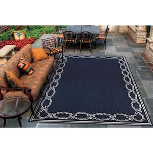 Recife Rope Knot Ivory-Indigo 8 ft. x 8 ft. Square Indoor/Outdoor Area Rug
