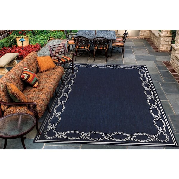 Recife Rope Knot Ivory-Indigo 9 ft. x 9 ft. Square Indoor/Outdoor Area Rug