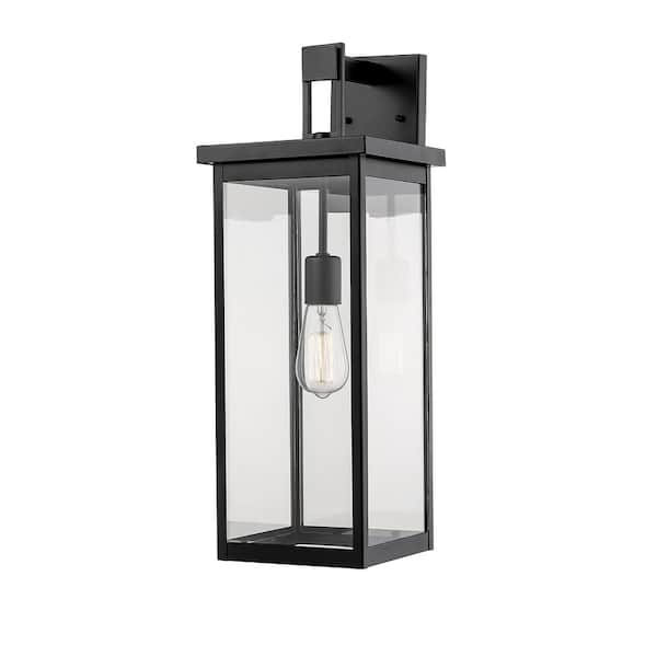Millennium Lighting 22 in. 1-Light Powder Coat Black Outdoor Wall-Light Sconce with Clear Glass