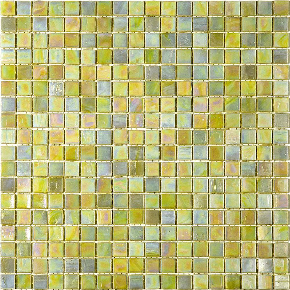 11.6" Glossy Iridescent Yellow and Gold Glass Mosaic Tile