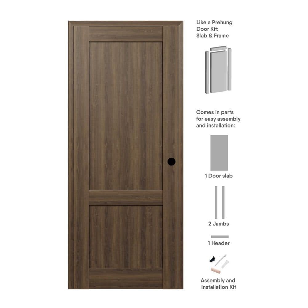 2-Pane Shaker 24 in. x 96 in. Left Hand Pecan Nutwood Wood Composite DIY-Friendly Single Prehung Interior Door price history on PriceWatchPro