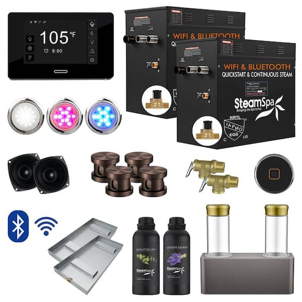 SteamSpa Black Series 24kW Steam Bath Generator with Wireless Bluetooth/Wifi Operation and Auto Drain in Oil Rubbed Bronze