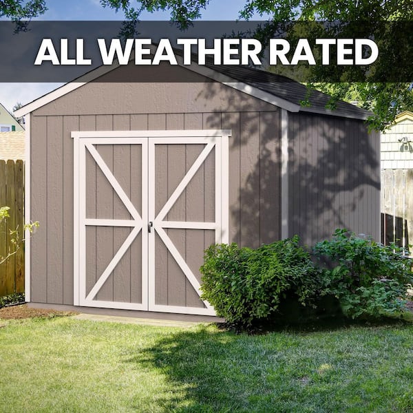 Handy Home Products Professionally Installed All Weather High Wind 145 10 ft. W x 12 ft. Wood Shed- Driftwood Grey Shingles (120 sq. ft.)