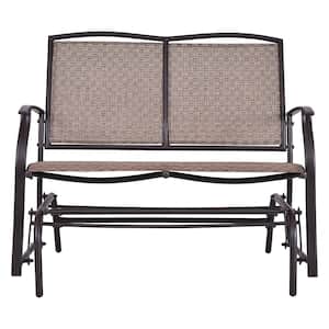 2-Person Metal Outdoor Glider Rocking Bench Double Chair Loveseat Armchair Backyard