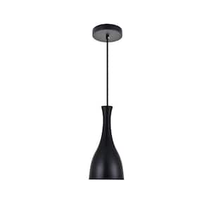 Timeless Home Abbie 1-Light Pendant in Black with 5.5 in. W x 11.4 in. H Shade