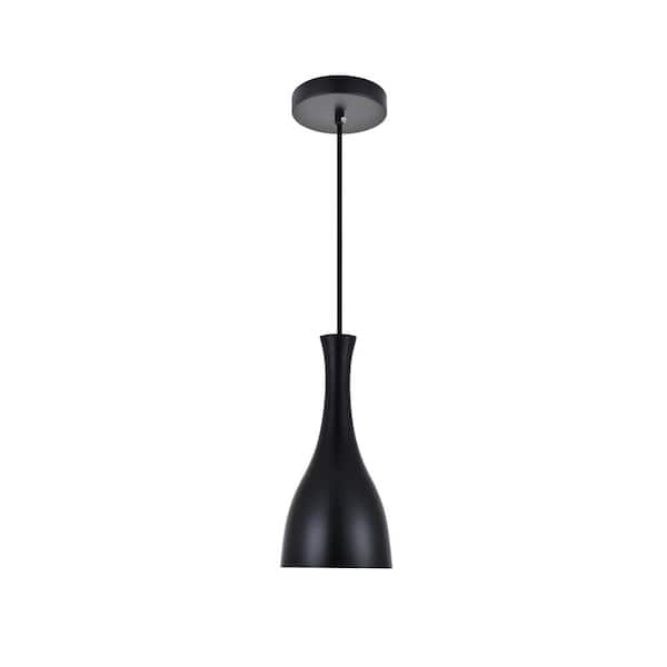 Unbranded Timeless Home Abbie 1-Light Pendant in Black with 5.5 in. W x 11.4 in. H Shade