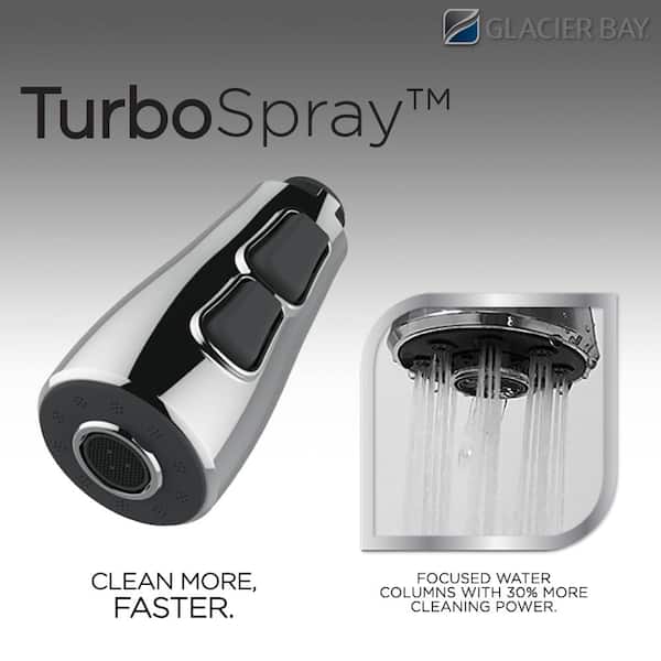 Mandouri Single-Handle Spring Pull Down Kitchen Faucet with TurboSpray, FastMount and Soap Dispenser in Stainless Steel