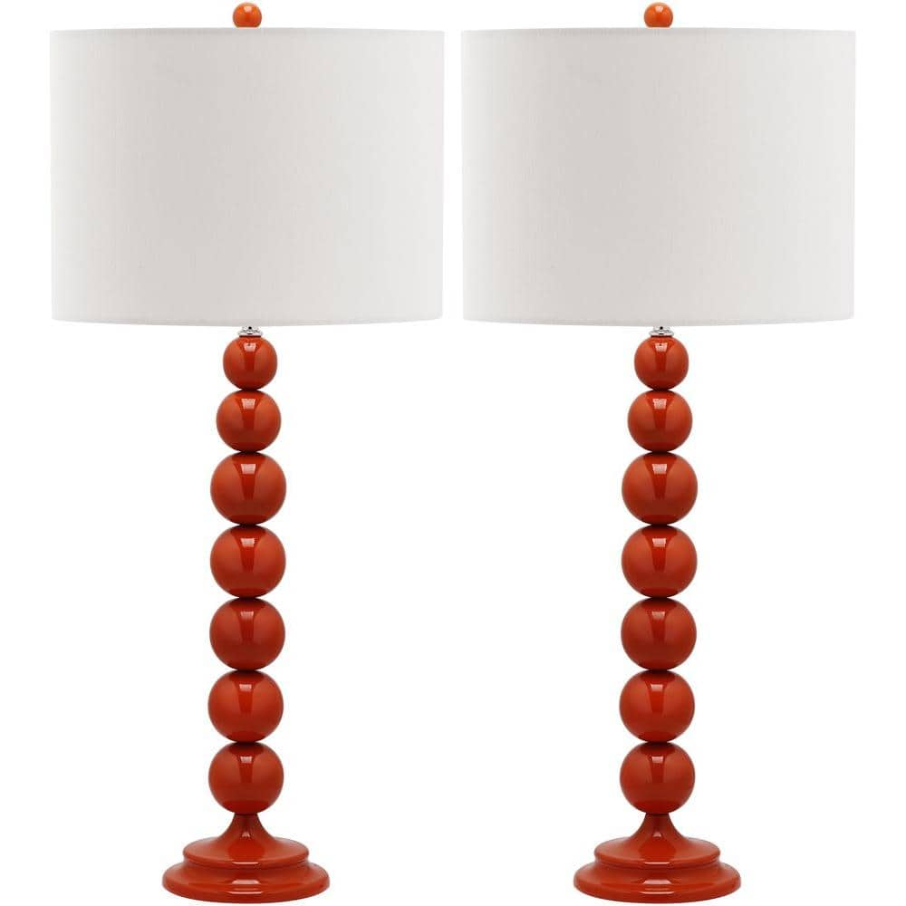 SAFAVIEH Jenna 31 in. Blood Orange Stacked Ball Table Lamp