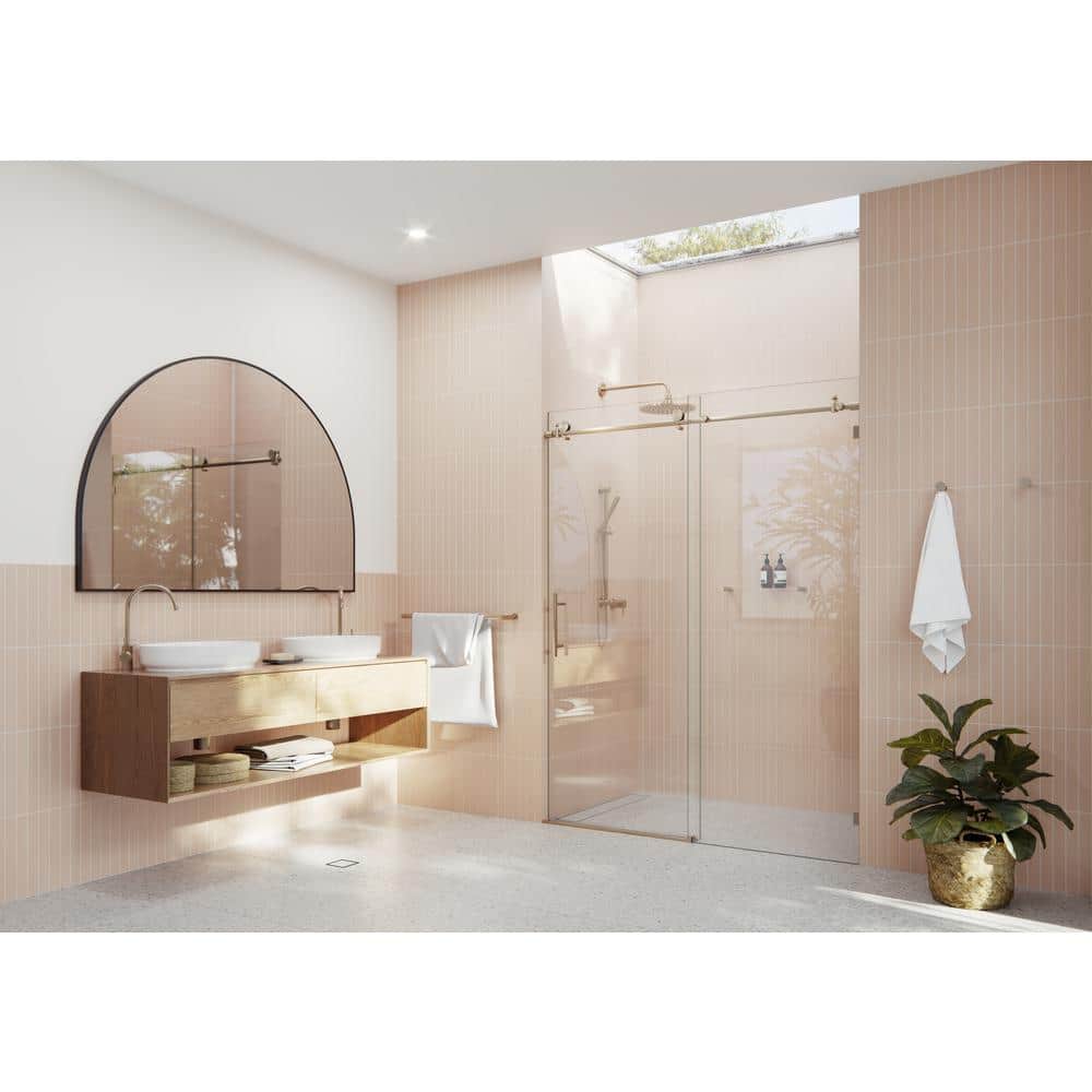 Eclipse Bronze Frameless Sliding Shower Door with Tempered Glass