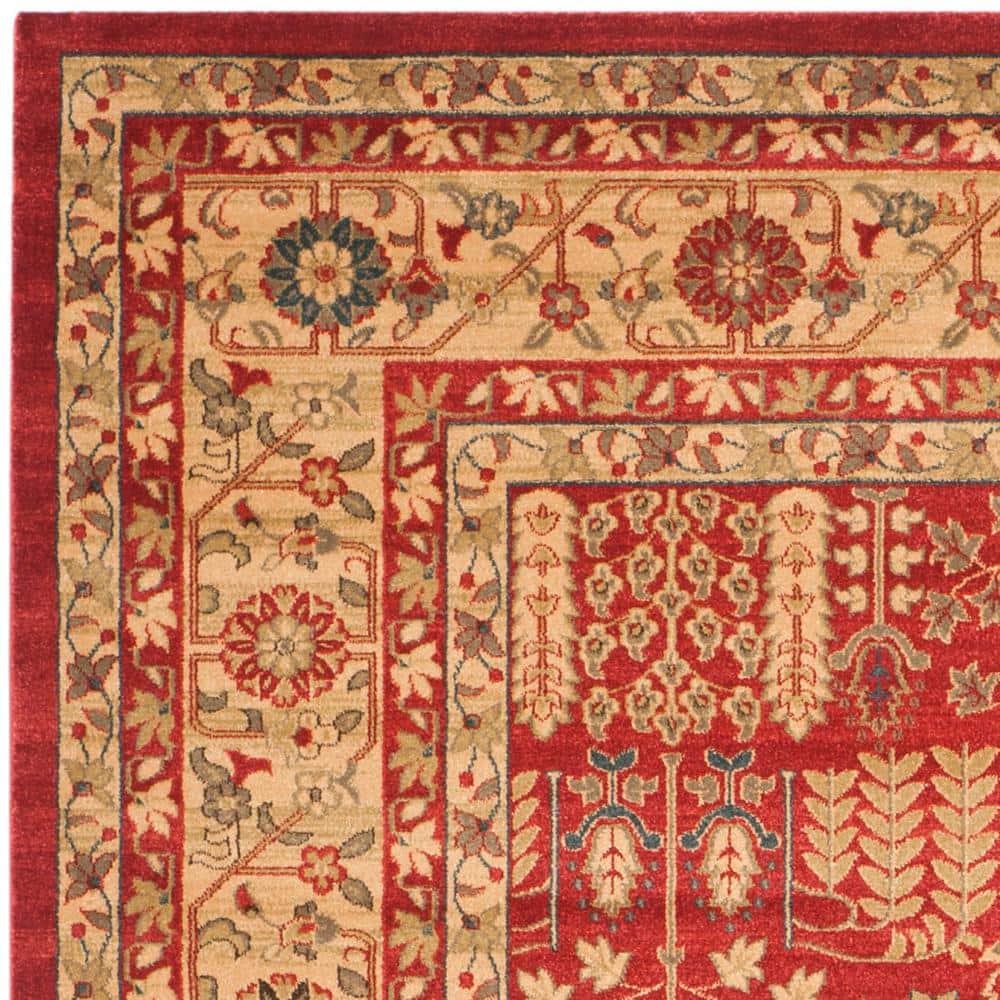 Red and Natural 9' x 12' Synthetic Reversible Oriental Area Rug