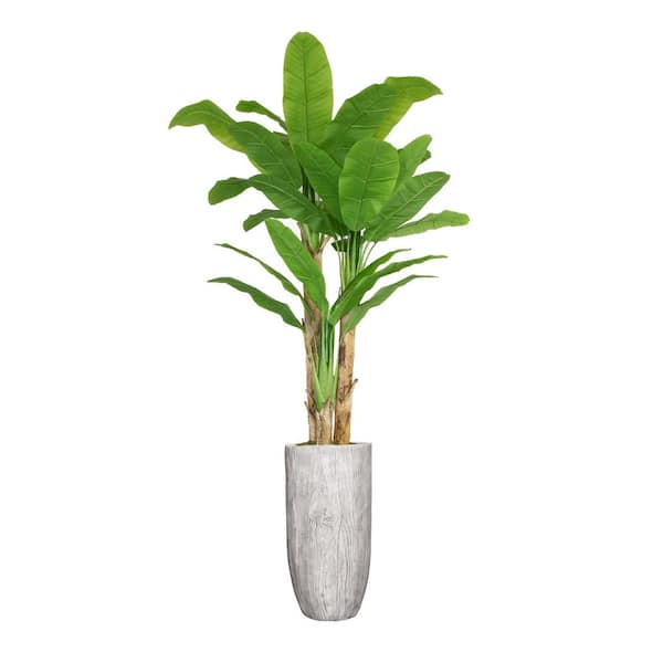VINTAGE HOME Artificial 92 in. High Artificial Faux Banana Tree With Fiberstone Planter For Home Decor
