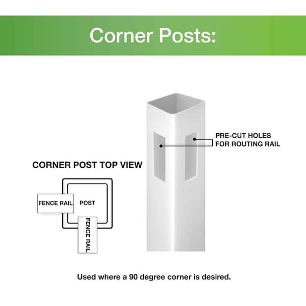 Barrette Outdoor Living 4 in. x 4 in. x 6 ft. White Vinyl Fence Corner Post