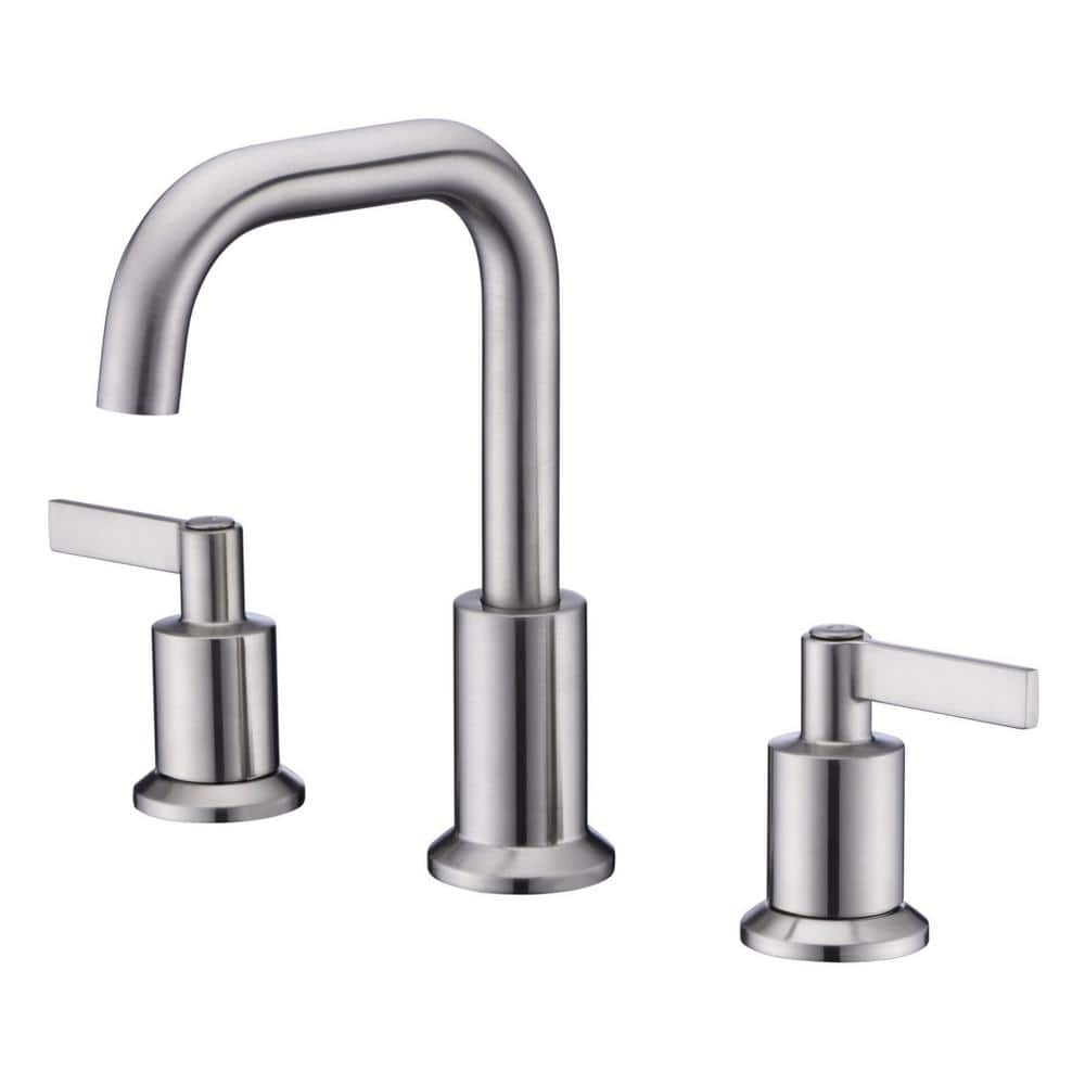 Brushed Nickel Modern Widespread Bathroom Faucet with Drain Assembly