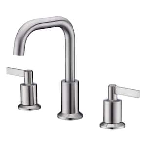Kree 8 in. Widespread 2-Handle Bathroom Faucet with Drain Assembly, Swivel Spout, Rust Resist in Brushed Nickel