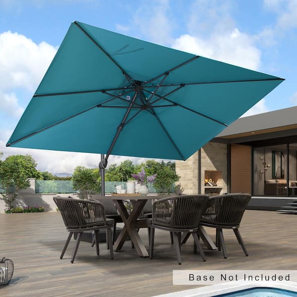 PURPLE LEAF 9 ft. x 12 ft. Double Top Outdoor Aluminum 360° Rotation Cantilever Patio Umbrella in Turquoise Blue